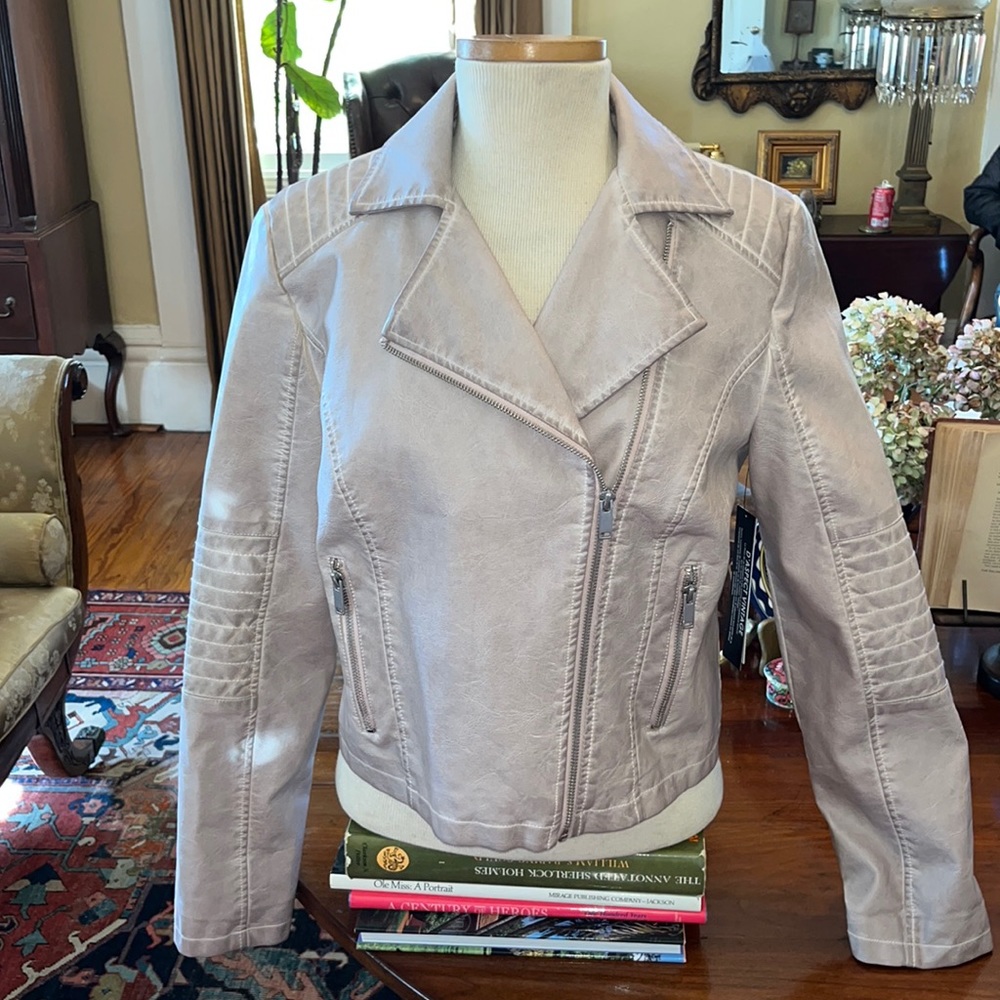Tribal Jeans Blush Vegan Leather Moto Jacket